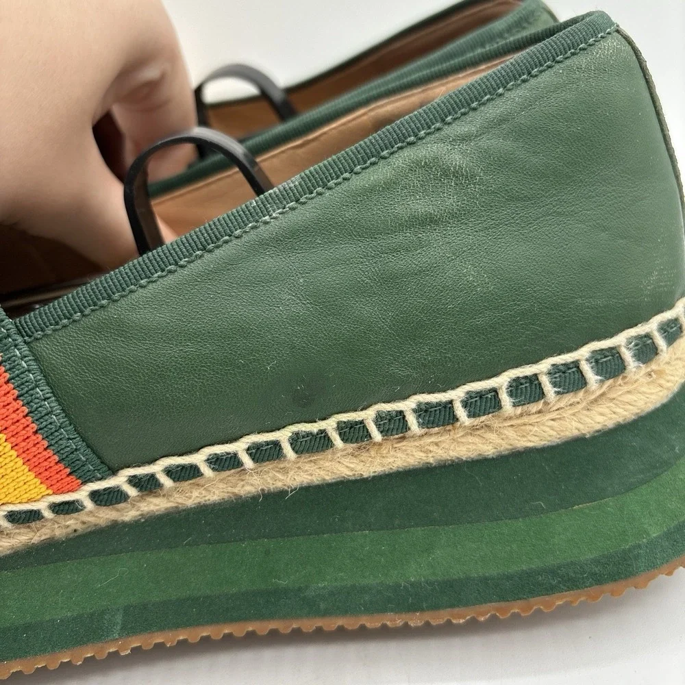 Tory Burch Daisy Espadrille Slip On Sneakers Women's 10 M Knit Striped Green